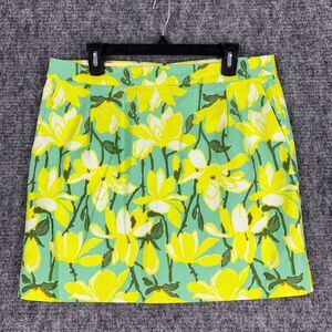 J CREW SKIRT WOMENS 12 GREEN MINI SHORT FLORAL LINED BUSINESS CASUAL WOVEN